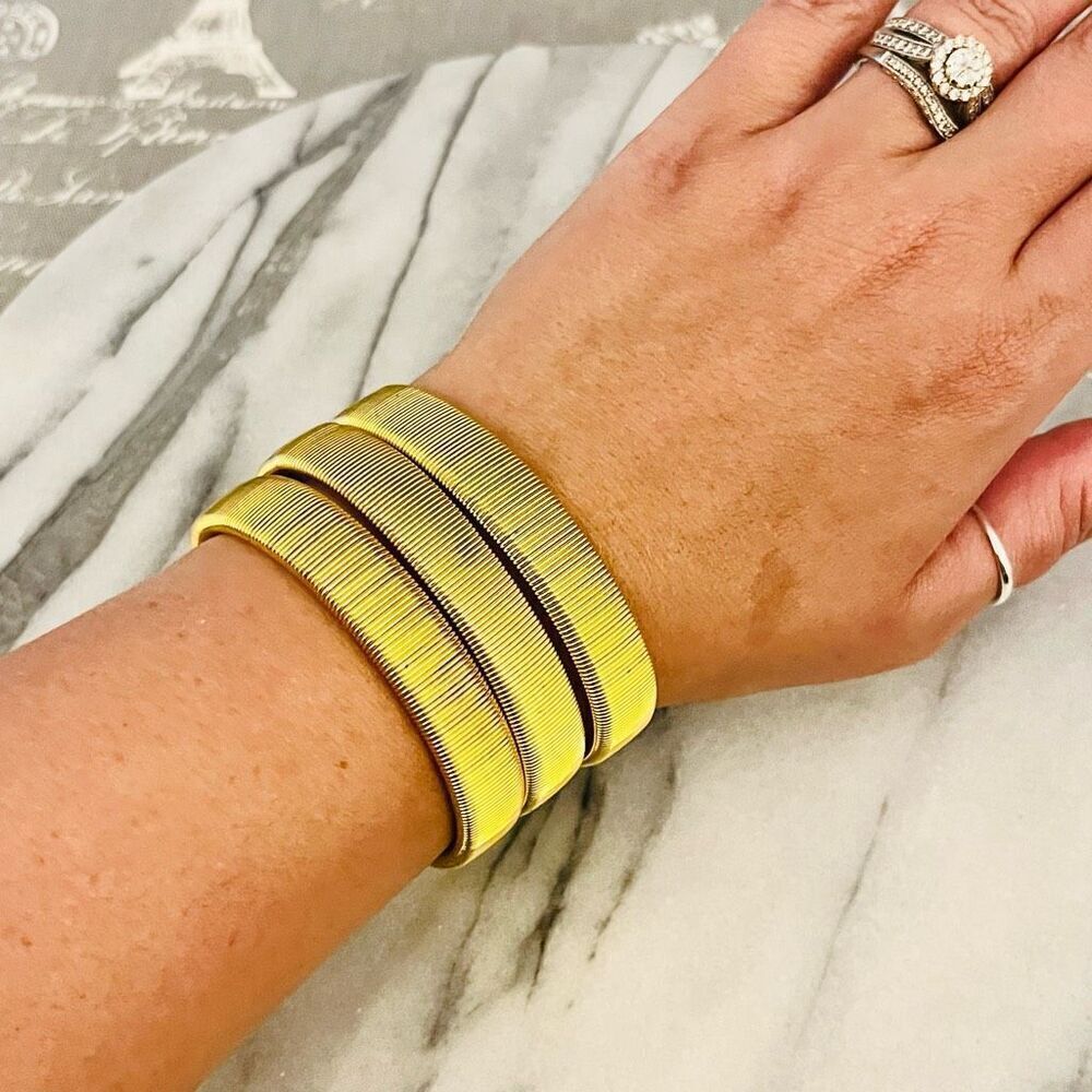 Vintage Gold Toned Bracelet Set of 3 Stretch Shirt Sleeve Arm‎ Bands Unsigned